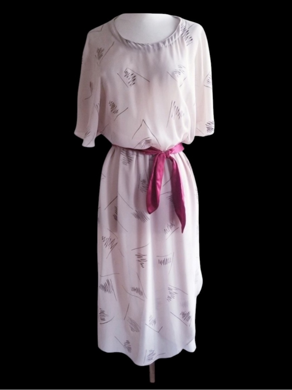 1980s St Gillian by Kay Unger Abstract Geometric‎ Blouson Day Dress